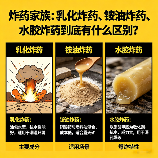 文安炸药家族：乳化炸药、铵油炸药、水胶炸药到底有什么区别？
